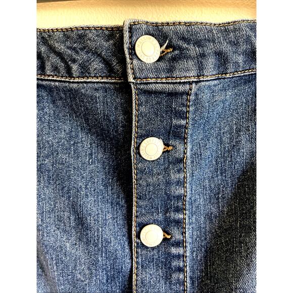Mossimo Target Button Front Aline 90s Y2K Style Stretch Denim Blue Jean Skirt 14 - Picture 4 of 10